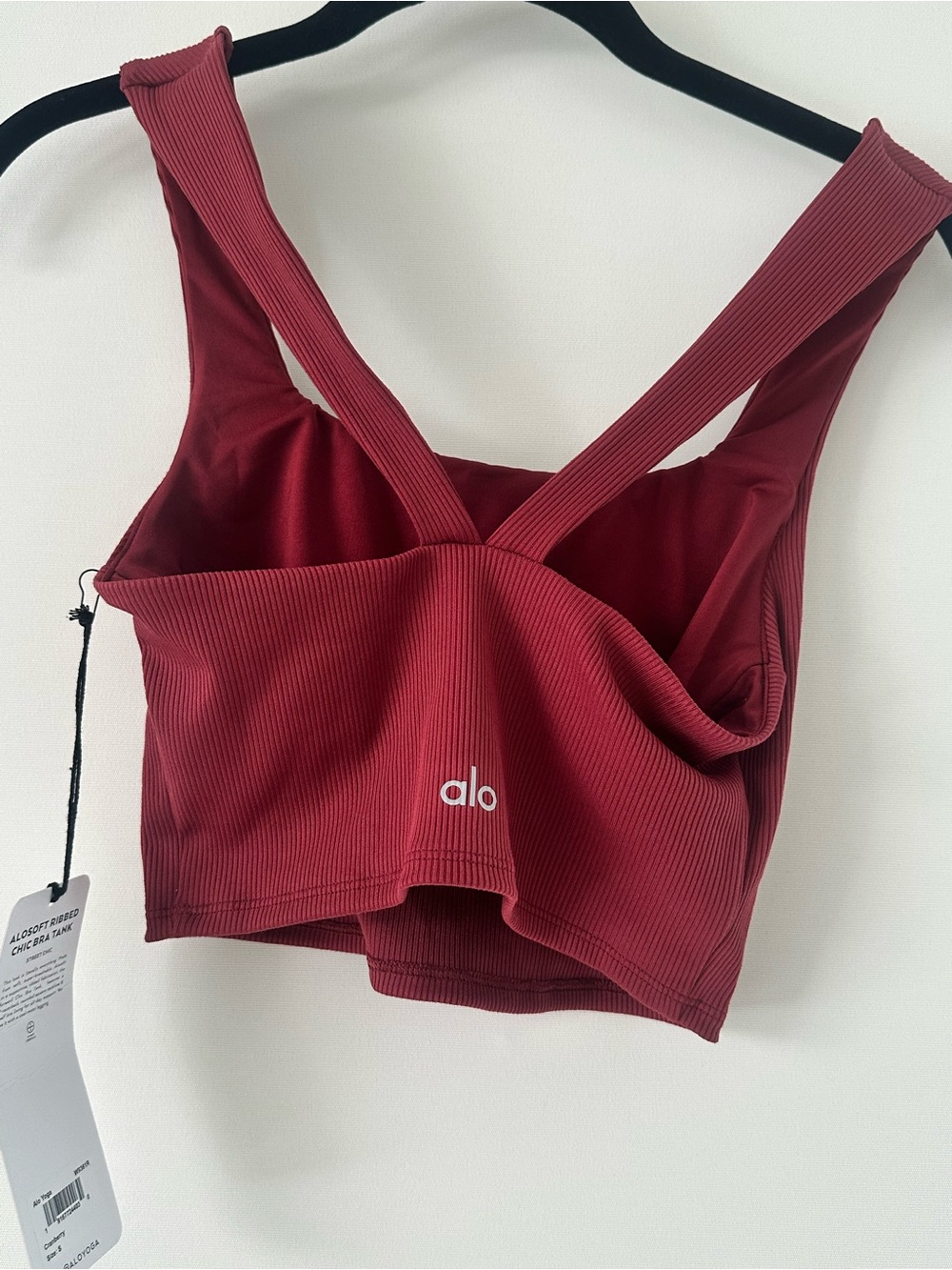 ALO Yoga Ribbed Square Neck Crop Tank - Burgundy - Picture 2 of 5